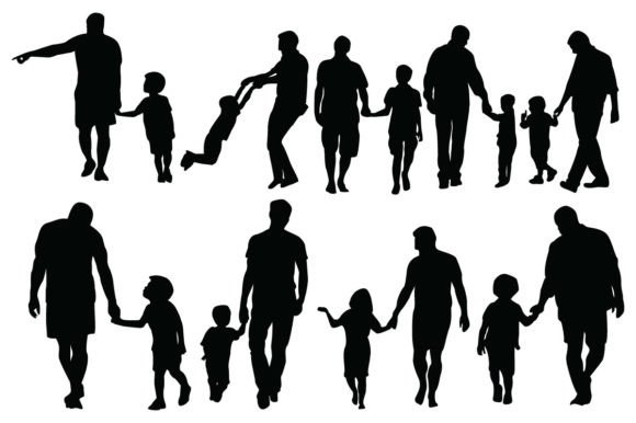 Black Silhouette Father and Son Bundle: A Versatile Graphic Design Freebie for Sellers