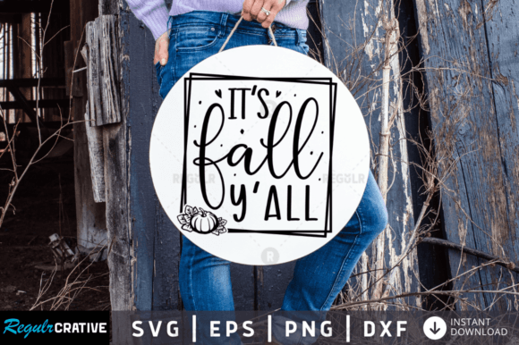 FREE Its Fall Yall Svg, Fall Round Svg for Crafts and Graphics