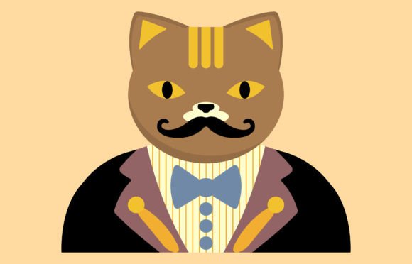 Freebie Cat with Costume and Mustache: A Versatile Graphic for Bloggers and Publishers