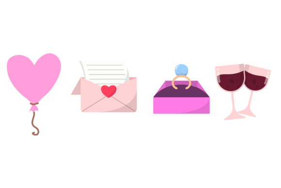 Set Valentine Decoration Drawing Graphics Freebies